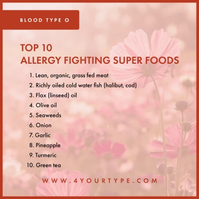 Blood Type O - Allergy Fighting Foods