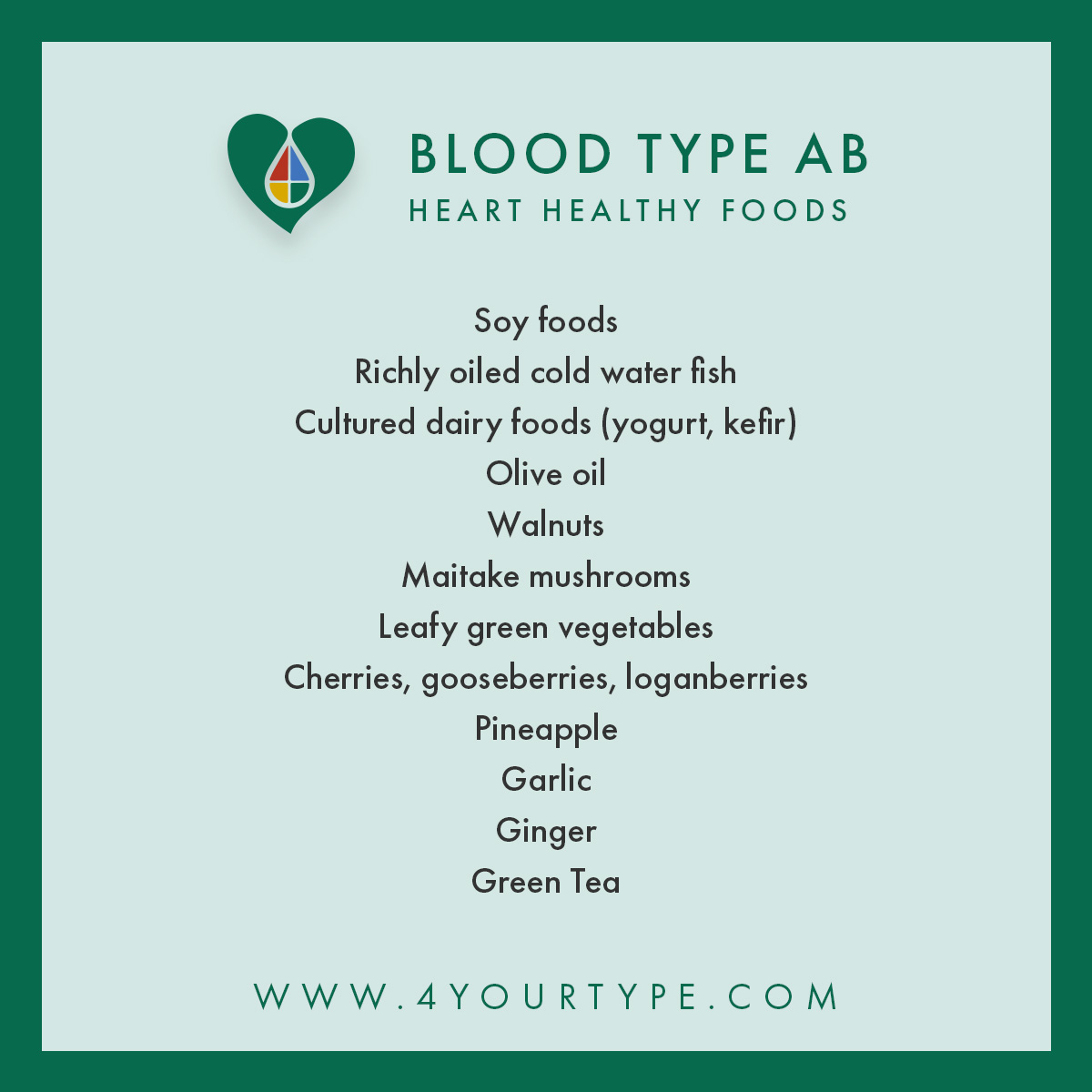 Heart healthy foods blood type AB