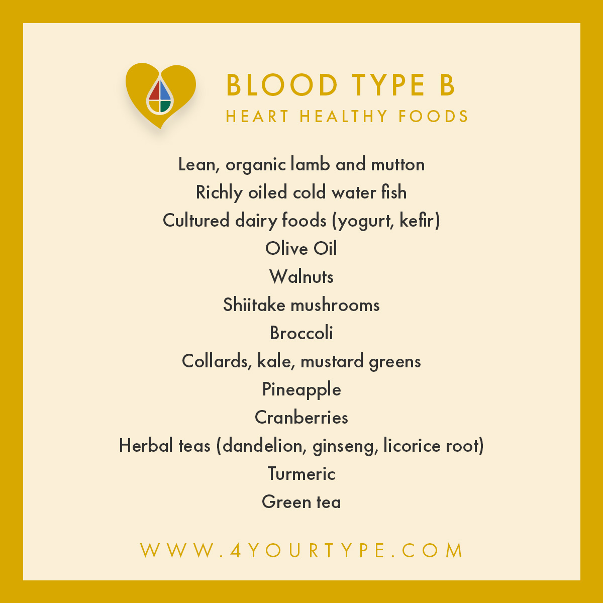 Heart healthy foods blood type B