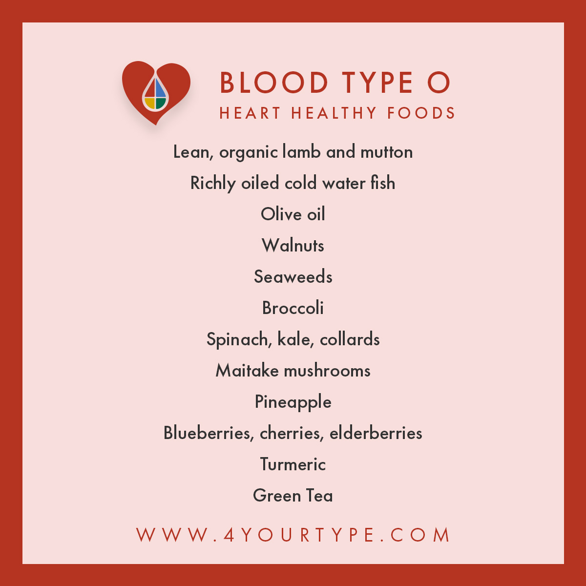 Heart healthy foods blood type O
