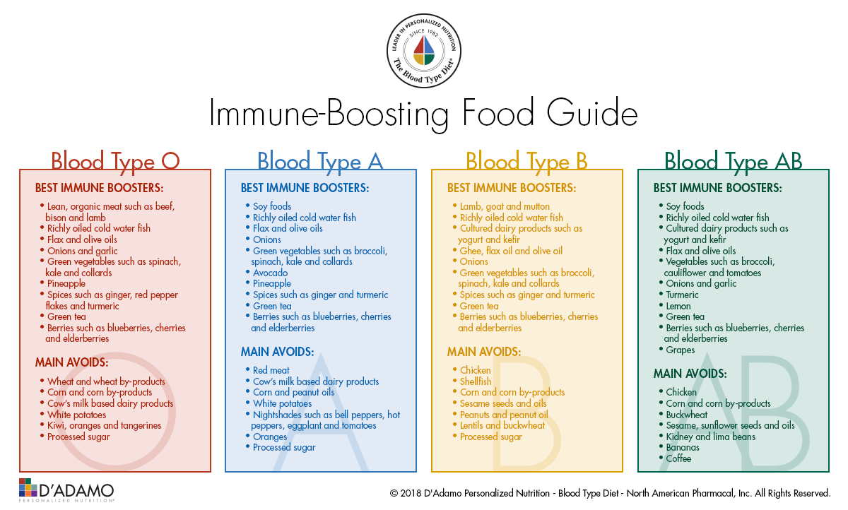 Food Chart For Different Blood Types