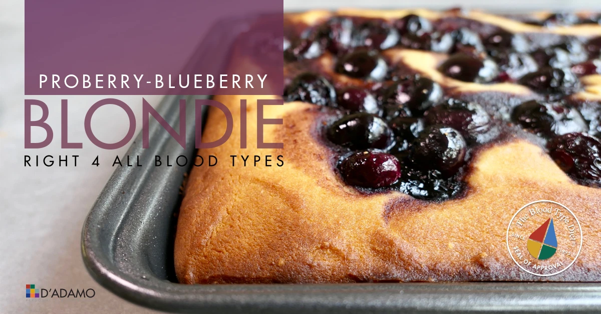 Proberry-Blueberry Blondie - Blood Type Diet Recipe